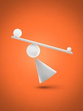Perfect Balance between various 3D shapes - Concept 3D Illustration Stock Illustration