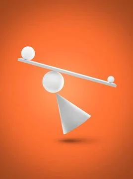 Perfect Balance between various 3D shapes - Concept 3D Illustration Perfec... Stock Photos