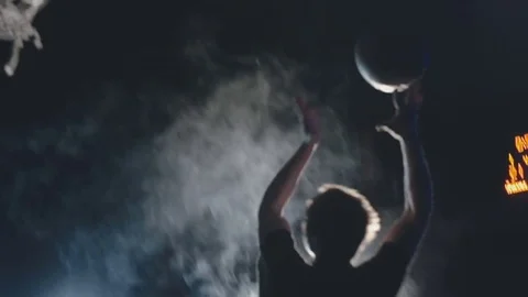 Perfect ball throw into the ring Stock Footage 76602292