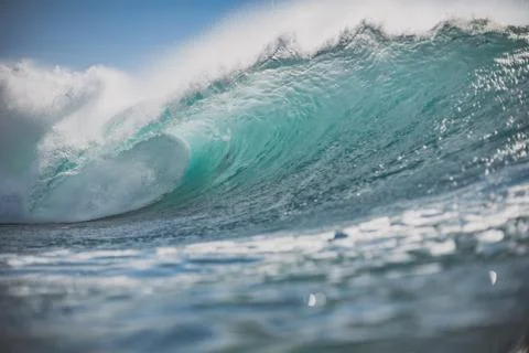 Perfect barrel wave in the ocean Stock Photos