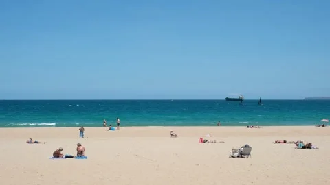Perfect beach Primera Playa El Sardinero on the Cantabrian Sea coast. Stock Footage 339287586