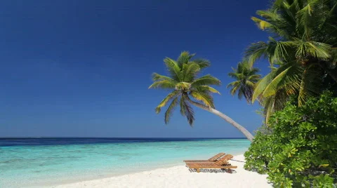 The perfect beach with two beds Stock Footage 663522