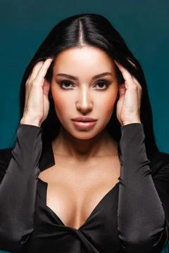 Perfect beauty concept. Fashion portrait of a beautiful female model with Stock Photos