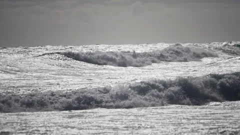 Perfect blue ocean wave breaks on the shore in australia Stock Footage 294654504