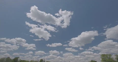 Perfect Blue Sky with Puffy White Clouds Non Graded C Log 3 16mm Stock Footage 154272712