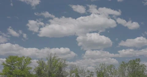 Perfect Blue Sky with Puffy White Clouds Non Graded C Log 3 50mm 库存影片 154272847