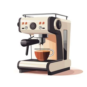 A Perfect Brew: Coffee Machine and Cup Vector Illustration Stock Illustration