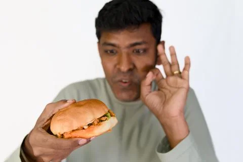 Perfect Burger Bite Stock Photos