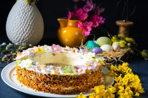 Perfect cake wreath for Easter table Stock Photos