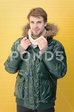 The perfect choice for cold days. Casual fashion coat for cold winter conditions Stock Photos