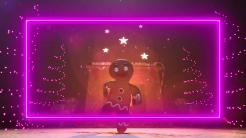 Perfect christmas animation with dancing ginger bread character. Disco party Stock Footage 280710904