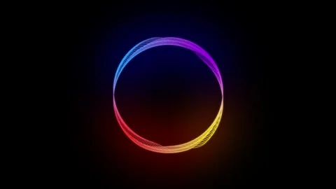 Perfect Circle Particle Explosion, Minimal Neon Loop with Smooth Gradient Stock Footage 319545664