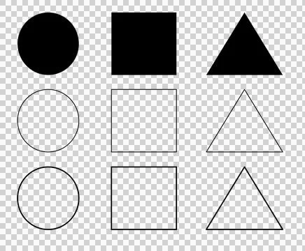 Perfect circle, square and triangle. Simple geometric forms. Isolated shapes. Stock Illustration