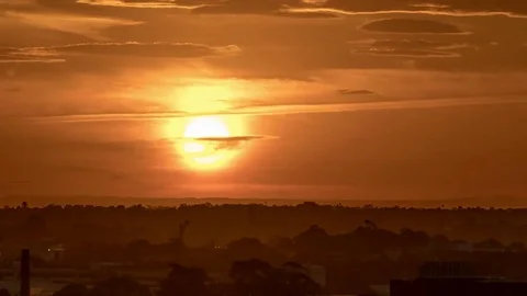 Perfect circle sunset time lapse in city landscape Stock Footage 84162051