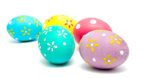 Perfect colorful handmade easter eggs isolated Stock Photos