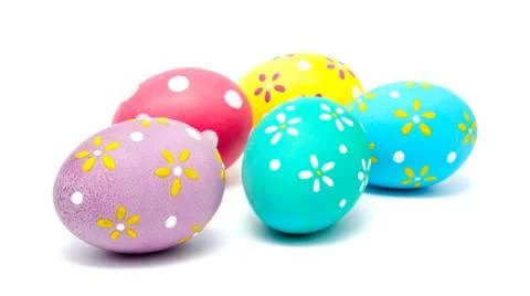 Perfect colorful handmade easter eggs isolated Stock Photos
