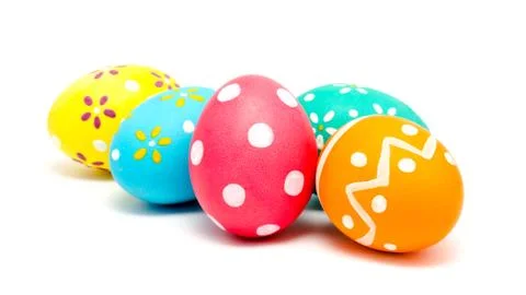 Perfect colorful handmade easter eggs isolated Stock-Fotos