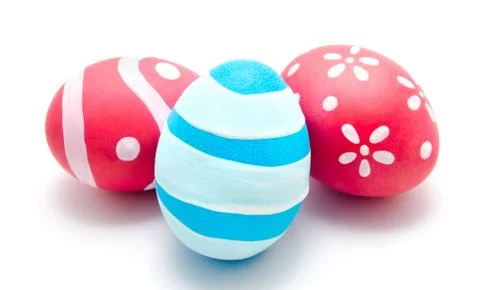 Perfect colorful handmade easter eggs isolated Stock Photos