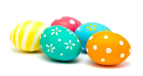 Perfect colorful handmade easter eggs isolated Stock Photos