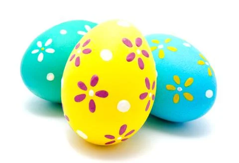 Perfect colorful handmade easter eggs isolated Stock Photos