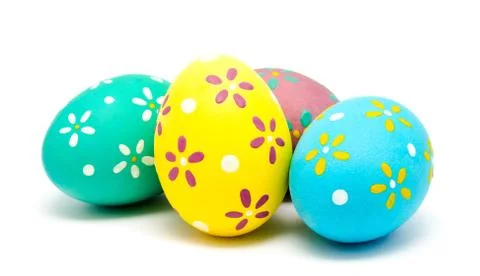 Perfect colorful handmade easter eggs isolated Stock Photos
