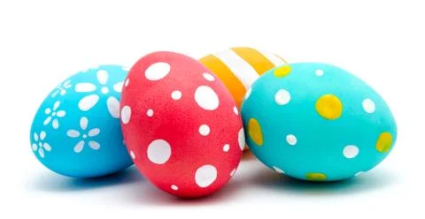 Perfect colorful handmade easter eggs isolated Stock Photos