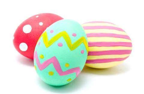 Perfect colorful handmade easter eggs isolated Stock Photos