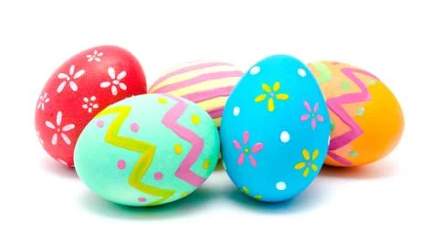 Perfect colorful handmade easter eggs isolated on a white Stock Photos