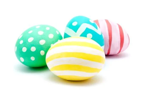 Perfect colorful handmade easter eggs isolated Stock Photos