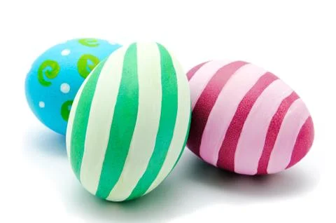 Perfect colorful handmade easter eggs isolated Stock Photos