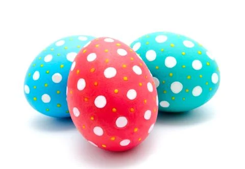 Perfect colorful handmade easter eggs isolated Stock Photos