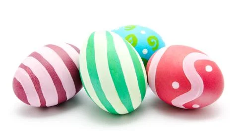 Perfect colorful handmade easter eggs isolated Stock Photos