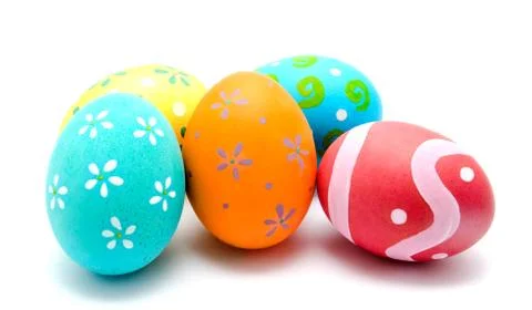 Perfect colorful handmade easter eggs isolated Foto stock