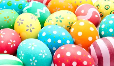 Perfect colorful handmade easter eggs Stock Photos