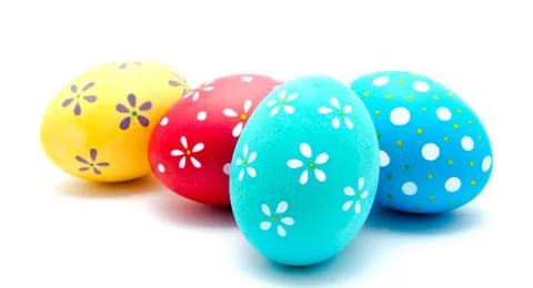 Perfect colorful handmade easter eggs isolated Stock Photos