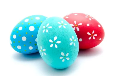 Perfect colorful handmade easter eggs isolated Stock Photos