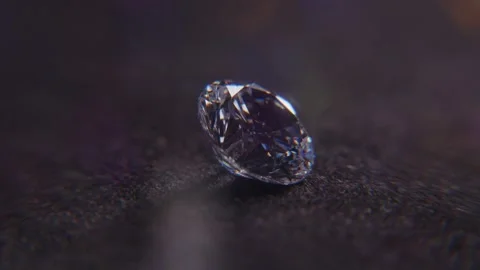 A perfect cut diamond gem rotation on a velvet platform, lots of sparkle, macro Stock Footage 248766145