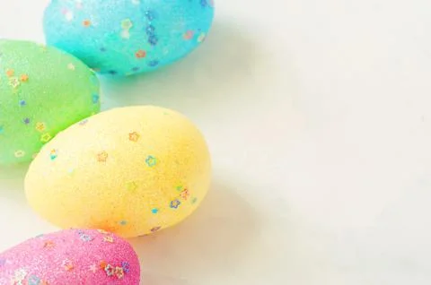 Perfect Easter eggs Hand Made. On white background. Selective focus. food. Stock Photos
