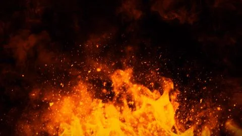 Perfect fire particles embers on background . Smoke fog misty texture overlay Stock Illustration