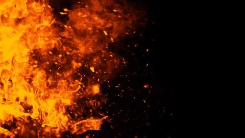 Perfect fire particles embers on background . Smoke fog misty texture overlay Stock Illustration