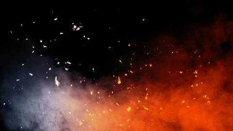 Perfect fire particles embers texture. Abstract flying sparkle overlays on ba Stock Illustration