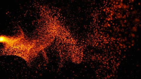Perfect fire particles isolated on black background . Golden Glittering Bac.. Illustrazione stock