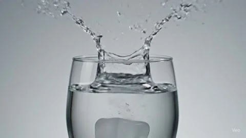 Perfect Fit: Ice Cube Snaps Into Glass with Satisfying Precision Video stock 314132071