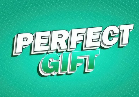 Perfect gift text in bold 3d style on green background Stock Illustration