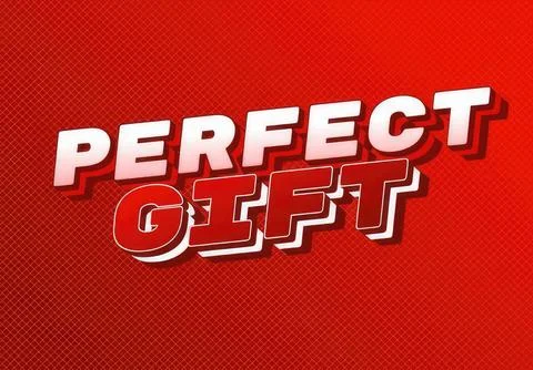 Perfect gift text with red background and bold shadow effect Stock Illustration