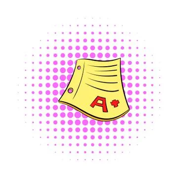 Perfect grade on a paper test icon, comics style Stock-Illustration
