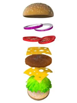 The perfect hamburger 3D render Stock Illustration
