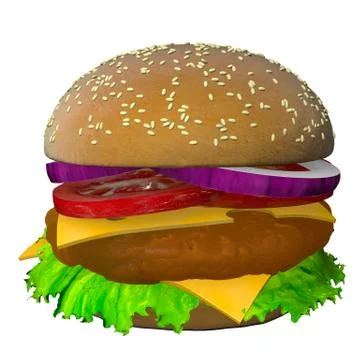 The perfect hamburger 3D render Stock Illustration