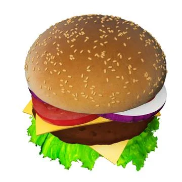 The perfect hamburger 3D render Stock Illustration