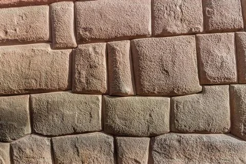 Perfect Inca stonework of a wall in Cuzco, Peru Stock Photos